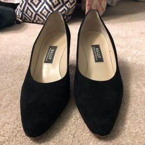 Bally’s black suede heels